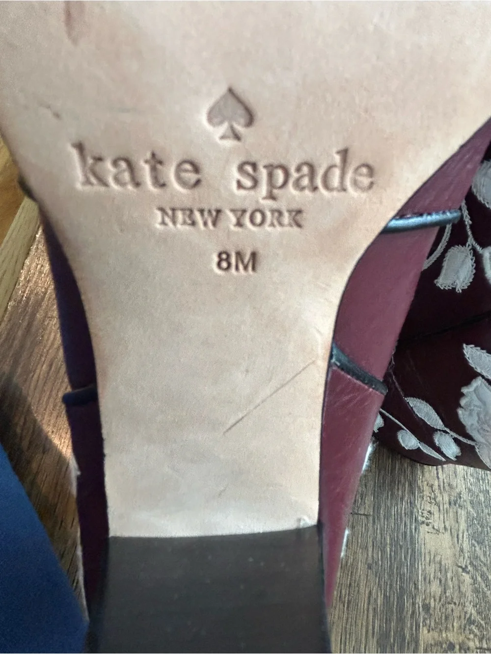 Kate Spade New York Dalton Booties Western Burgundy Leather White Flowers - 8M